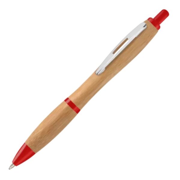 Contour Bamboo Ballpen red | Promotional merchandise | Branded Merchandise | Printed Products | Eco Friendly | Sustainable | Bulk Printed Pens