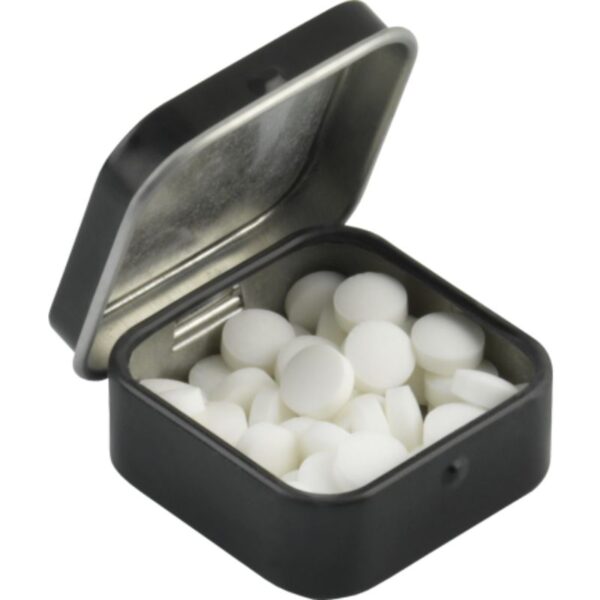 Domed Mint Tin Square black | Promotional merchandise | Branded Merchandise | Printed Products | Branded Confectionery | Printed mints | Branded mint tins