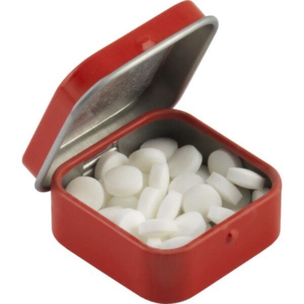 Domed Mint Tin Square red | Promotional merchandise | Branded Merchandise | Printed Products | Branded Confectionery | Printed mints | Branded mint tins