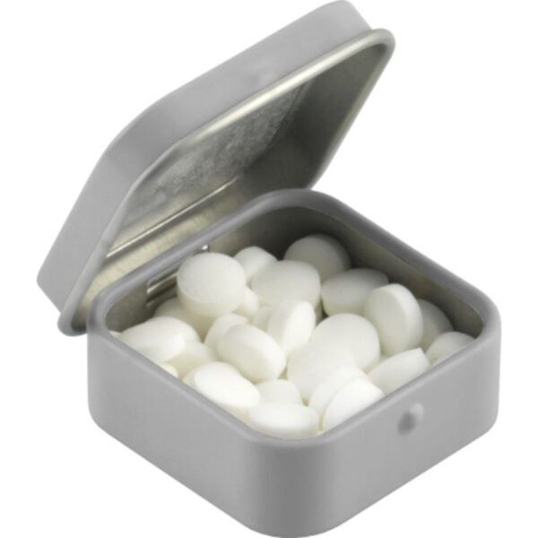 Domed Mint Tin Square silver | Promotional merchandise | Branded Merchandise | Printed Products | Branded Confectionery | Printed mints | Branded mint tins