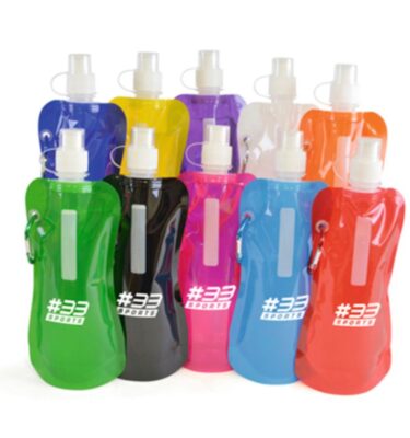 Fold Up Bottle 400ml | Cheap bottles | Bulk printed bottles | Printed water bottles UK | Eco Friendly | UK manufactured | Biodegradable | Water bottles with my logo | Water bottles with school logo