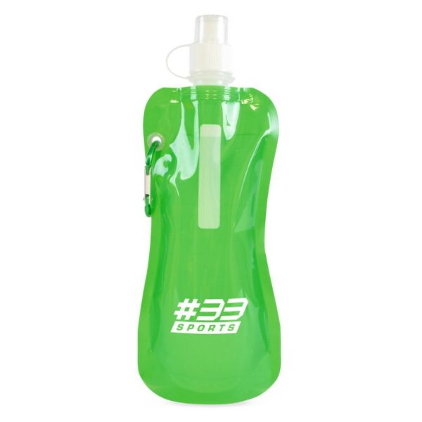 Fold Up Bottle 400ml green | Cheap bottles | Bulk printed bottles | Printed water bottles UK | Eco Friendly | UK manufactured | Biodegradable | Water bottles with my logo | Water bottles with school logo
