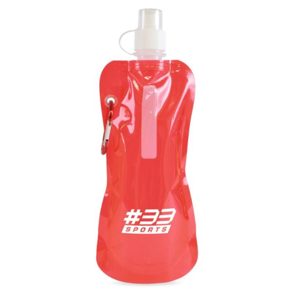 Fold Up Bottle 400ml red | Cheap bottles | Bulk printed bottles | Printed water bottles UK | Eco Friendly | UK manufactured | Biodegradable | Water bottles with my logo | Water bottles with school logo