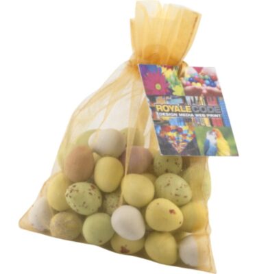 Large Organza Bag with Mini Eggs | Promotional merchandise | Branded Merchandise | Printed Products | Branded Confectionery | Printed Chocolate
