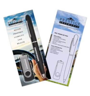 Pen and USB set black | Promotional merchandise | Branded Merchandise | Printed Products