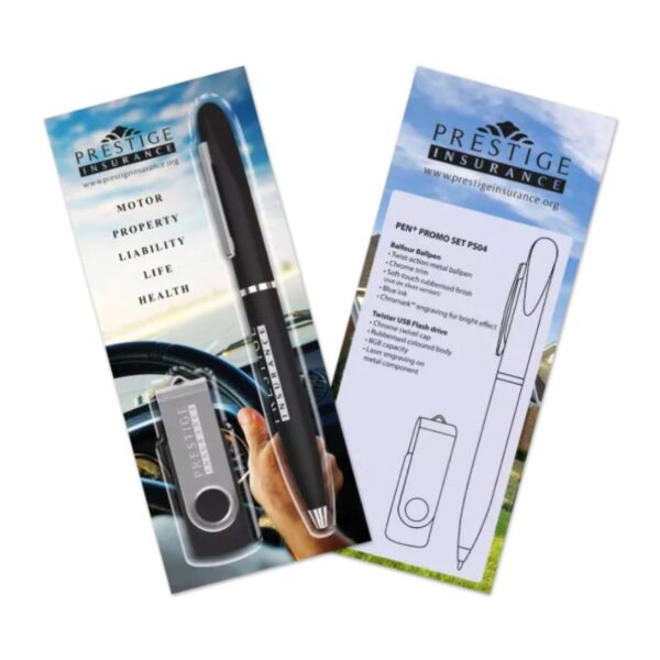 Pen and USB set black | Promotional merchandise | Branded Merchandise | Printed Products