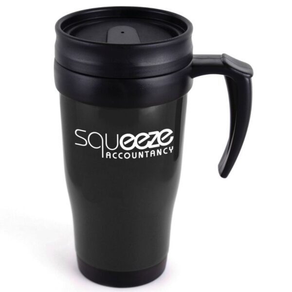 Polo Plus Travel Mug 400ml black | Promotional merchandise | Branded Merchandise | Printed Products