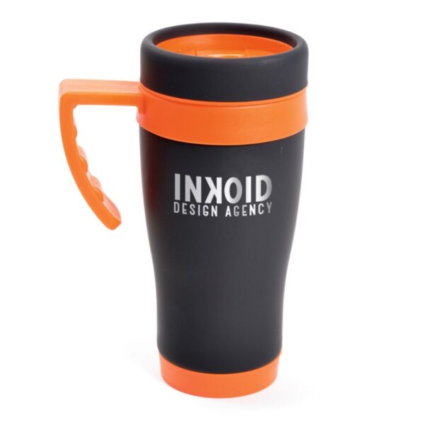 450ml Matt Black Travel Mug amber | Promotional merchandise | Branded Merchandise | Printed Products