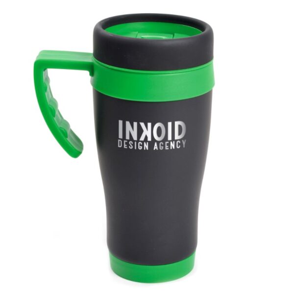 450ml Matt Black Travel Mug green | Promotional merchandise | Branded Merchandise | Printed Products