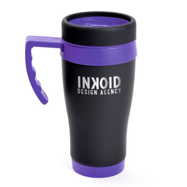 450ml Matt Black Travel Mug purple | Promotional merchandise | Branded Merchandise | Printed Products