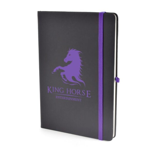 A5 Black Mole Notebook purple | Bespoke Notebooks | Notepads with my logo | Printed notebooks UK | Full colour notebooks | Embossed notebooks | Bulk printed notepads | bulk branded notebooks