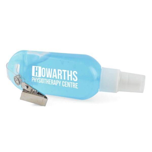 Large Sanitiser with Clip blue | Coronavirus Protection | cheap sanitiser | Sanitisers with logo | Bulk Printed Sanitisers