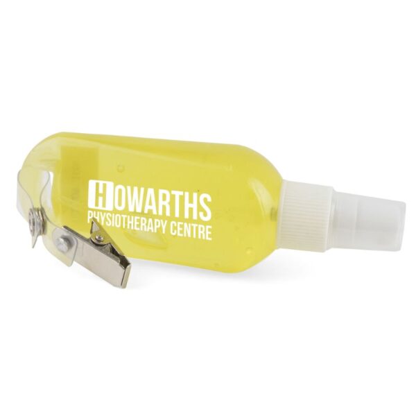 Large Sanitiser with Clip yellow | Coronavirus Protection | cheap sanitiser | Sanitisers with logo | Bulk Printed Sanitisers