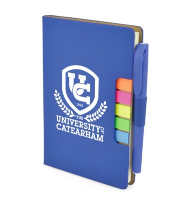 Notebook flag and pen set blue | Bespoke Notebooks | Notepads with my logo | Printed notebooks UK | Full colour notebooks | Embossed notebooks | Bulk printed notepads | bulk branded notebooks