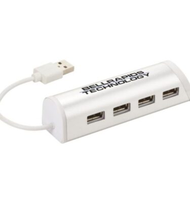 Power 4-port USB hub and smartphone stand white | Promotional merchandise | Branded Merchandise | Printed Products