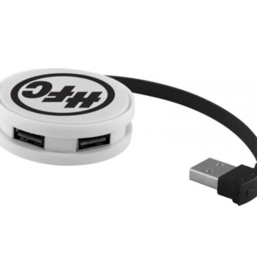 Round 4-port USB hub black | Promotional merchandise | Branded Merchandise | Printed Products