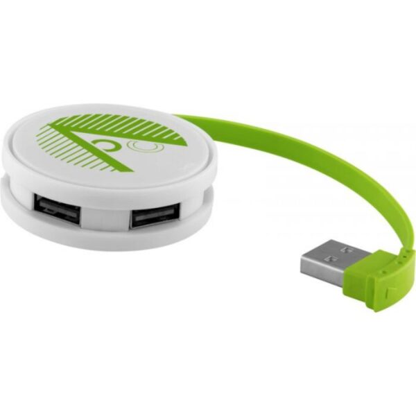 Round 4-port USB hub green