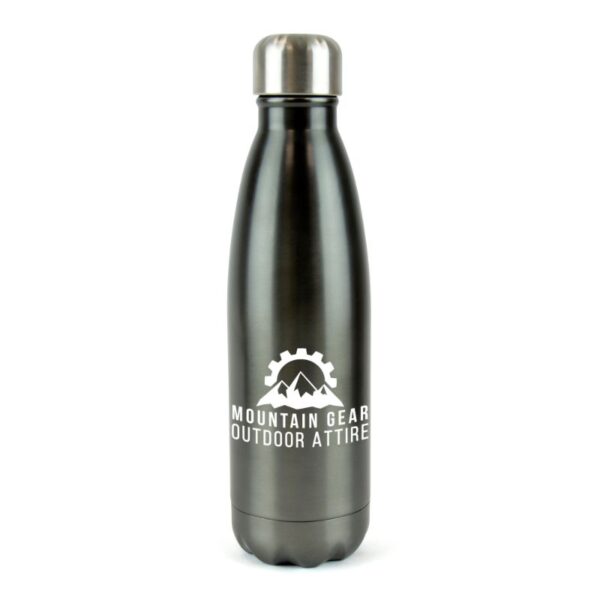 500ml Vacuum Bottle Individual Names gun metal | Metal bottles | Bulk printed bottles | Printed water bottles UK | Eco Friendly | UK manufactured | Biodegradable | Water bottles with my logo | Water bottles with school logo