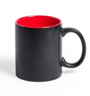 Black Mug with Coloured Inside red | Promotional merchandise | Branded Merchandise | Printed Products | Cheap Printed mug UK