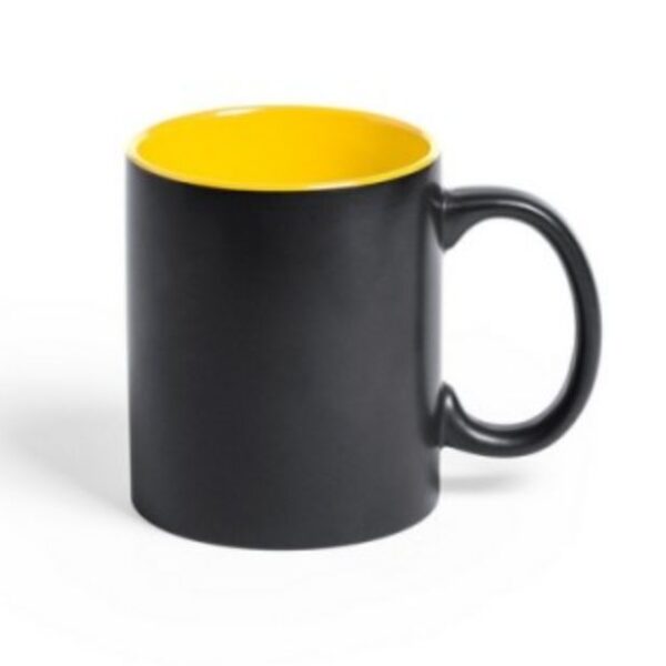 Black Mug with Coloured Inside yellow | Promotional merchandise | Branded Merchandise | Printed Products | Cheap Printed mug UK