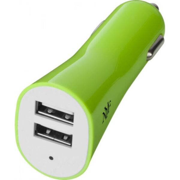 Car Dual USB Port Charger lime | Promotional merchandise | Branded Merchandise | Printed Products