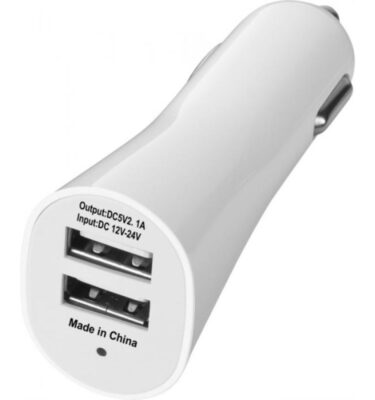 Car Dual USB Port Charger white | Promotional merchandise | Branded Merchandise | Printed Products | Printed Charger Ports | Bulk USB Chargers UK | Chargers with logo