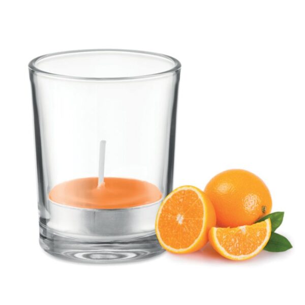 Small Tea Light Candle orange | Promotional merchandise | Branded Merchandise | Printed Products | Candles with logo | Printed candles UK | Bulk printed candles | Candles with my logo | Cheap branded candles | Bespoke candles